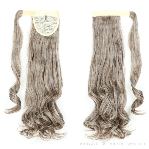 Best Selling Silky Natural Color Long Water Wave Organic Ponytail Attachment Synthetic Afro Kinky Curly Ponytail Hair Extensions
